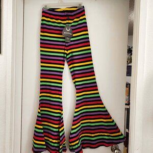 Killstar Pink and Yellow Flare Pants Retro Style